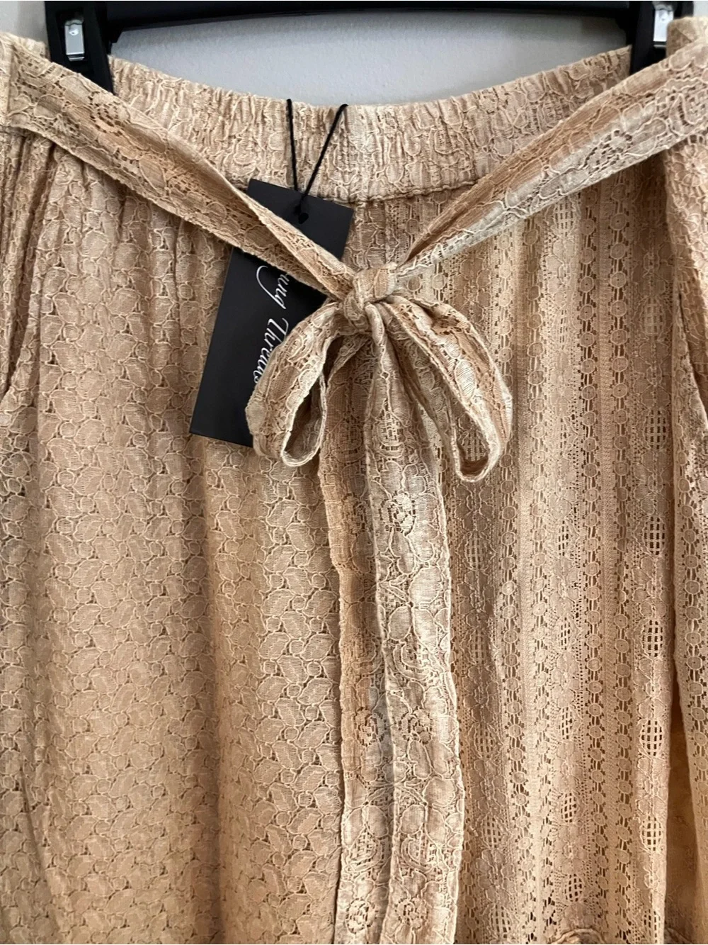 Young Threads Boho Lace Tiered Vintage Lace Pants - Beige NWT - Picture 3 of 7